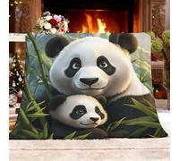 Couverture Douillette Cadeau ForêT Animaux Panda GéAnt Bambou Couvre-lit Couverture de Canapé Chaude et Moelleuse Vert pour pour la Famille la Femme la Petite Amie Les Amis L 100x130cm