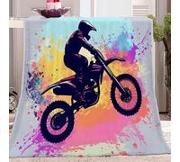 Couverture Douillette Cascades Moto Cross Aquarelle Moelleux Extra Doux Chaud Couverture Flanelle Couverture Bleu Polaire comme Couverture de canapé 130 x 150 cm