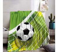 Couverture douillette de football en flanelle - 150 x 200 cm - Thème sportif - Pour lit d'enfant (C, 130 x 150 cm)