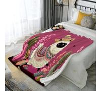 Couverture Douillette en Flanelle Cactus Alpaca, Couverture Animal Mignon De Dessin Animé, Microfibre Douce Et Moelleuse, Rose Couvertures Polaire pour Lit Canapé 180x220cm