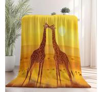 Couverture Douillette en Flanelle Fantastique Romance Girafe - Jaune Couverture Chaude pour Enfant, 220 x 240 cm Moelleuse et Douce, idéale comme Cadeau pour garçons et Filles