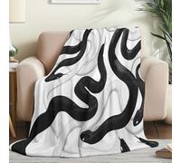 Couverture Douillette en Flanelle Imprimée de Minimaliste Moderne Serpent- Plaid Chaud et Noir Couverture Polaire pour Lit, Canapé ou Bureau, Idéale pour Maman, Femme et Petite Amie 200 x 220 cm