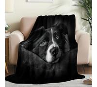 Couverture Douillette en Flanelle Imprimée de Moderne Animaux Chien de Berger- Plaid Chaud et Noir Couverture Polaire pour Lit, Canapé ou Bureau, Idéale pour Maman, Femme et Petite Amie 200 x 220 cm