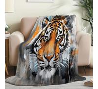 Couverture Douillette en Flanelle Imprimée de Résumé Animal Tigre- Plaid Chaud et Couleur Claire Couverture Polaire pour Lit, Canapé ou Bureau, Idéale pour Maman, Femme et Petite Amie 220 x 240 cm