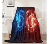 Couverture Douillette en Flanelle Imprimée deAbstrait Fantaisie Dragon- Plaid Chaud etNoirCouverture Polaire pour Lit, Canapé ou Bureau, Idéale pour Maman, Femme et Petite Amie150 x 200 cm