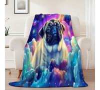 Couverture Douillette en Flanelle Imprimée deFantaisie Chiot Nuages- Plaid Chaud etSombreCouverture Polaire pour Lit, Canapé ou Bureau, Idéale pour Maman, Femme et Petite Amie200 x 220 cm