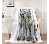 Couverture Douillette en Flanelle Imprimée deMinimalisme Animaux Tigre Blanc- Plaid Chaud etBlancCouverture Polaire pour Lit, Canapé ou Bureau, Idéale pour Maman, Femme et Petite Amie130 x 150 cm