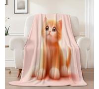 Couverture Douillette en Flanelle Imprimée deMinimaliste Mignon Chaton- Plaid Chaud etRoseCouverture Polaire pour Lit, Canapé ou Bureau, Idéale pour Maman, Femme et Petite Amie80 x 150 cm