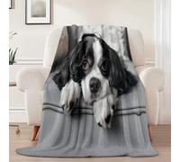 Couverture Douillette en Flanelle Imprimée deModerne Animaux Chiens- Plaid Chaud etChâtainCouverture Polaire pour Lit, Canapé ou Bureau, Idéale pour Maman, Femme et Petite Amie220 x 240 cm