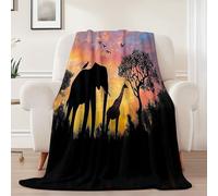 Couverture Douillette en Flanelle Imprimée deModerne Extérieur Animaux- Plaid Chaud etCouleur orangeCouverture Polaire pour Lit, Canapé ou Bureau, Idéale pour Maman, Femme et Petite Amie130 x 150 cm