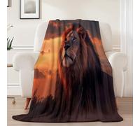 Couverture Douillette en Flanelle Imprimée deNature Animaux Lion- Plaid Chaud etSombreCouverture Polaire pour Lit, Canapé ou Bureau, Idéale pour Maman, Femme et Petite Amie150 x 200 cm