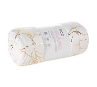 Couverture douillette en microfibre avec motif de marbre doré imprimé - Couverture douillette douce en blanc, crème, noir, argent, beige - 150 x 200 cm (crème)