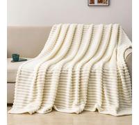 Couverture douillette en peluche de lapin - Beige - 180 x 200 cm - Couverture moelleuse - Super douce - En flanelle épaisse - Pour canapé, lit, bureau