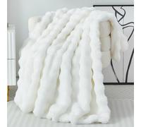Couverture douillette en peluche douce Casa Carina, Plaid Canapé Fausse Fourrure Doux, Couverture de Canapé lit Moelleuse Chaude pour Canapé lit Chambre Bureau - Blanc 130x160 cm