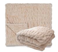 Couverture Douillette Et Moelleuse Polaire Lapin Double Face - Aggraver Couverture De Canapé, Couvre-lit - Douce Et Chaude pour Canapé Et Lit Chambre À Coucher Bureau(Camel,150 * 200cm/59x79in)