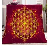 Couverture Douillette Fleur de Vie Contour Minimal Moelleux Extra Doux Chaud Couverture Flanelle Couverture Rouge Polaire comme Couverture de canapé 150 x 200 cm