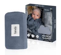 Lionelo Couverture bébé légère Bambou 100% coton 100x75 cm Bleu antibactérienne hypoallergénique