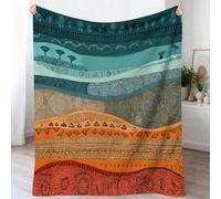 Couverture Douillette Multicolore, Ultra Douce et Confortable Couverture Moelleuse pour Enfants, Couvertures imprimée et Chaude Tribus Africaines Rayures Vagues pour Canapé, 180 x 200 cm