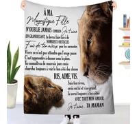 Couverture Douillette personnalisée Cadeau pour à ma Fille, Mère pour ma Fille Doux Chaud dhiver Couverture en Flanelle Message Lettre en Français Idée Cadeau Noël - Encourager Et Aimer