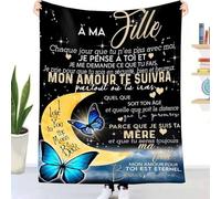 Couverture Douillette personnalisée Cadeau pour à ma Fille, Mère pour ma Fille Doux Chaud dhiver Couverture en Flanelle Message Lettre en Français Idée Cadeau Noël - Encourager Et Aimer