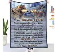 Couverture Douillette personnalisée Cadeau pour ma Fille, Papa pour ma Fille Doux Chaud dhiver Couverture en Flanelle Message Lettre en Français Idée Cadeau Noël - Encourager Et Aimer