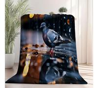 Couverture Douillette Ultra Douce 200 x 220 cm - Kuschelige Flannel Decke mit Résumé Animaux Pigeon Design, Couverture Chaude Toutes Saisons pour canapé et lit Chambre à Coucher Bureau Châtain