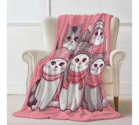 Couverture Douillette Ultra Douce en Flanelle 200 x 220 cm - Plaid Chaud Toutes Saisons avec Dessin animé Chaton Fille, Jeté de Lit et Canapé Confortable pour Salon Chambre ou Bureau Rose