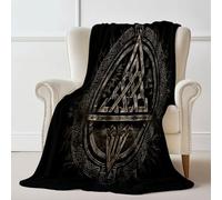 Couverture Douillette Ultra Douce en Flanelle 220 x 240 cm - Plaid Chaud Toutes Saisons avec Jeu Runes Arbre, Jeté de Lit et Canapé Confortable pour Salon Chambre ou Bureau Noir