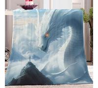 Couverture Dragon Fantastique Couverture de Flanelle 150 x 100 cm, Blanc Douce Et Chaude Plaid Jeté Canapé Flanelle Impression Numérique 3D Flannel Blanket