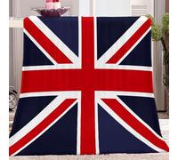 Couverture Drapeau Union Jack Simple Imprimée Motif Couverture 70 x 100 cm Plaids Epais Grande Taille en Flanelle, pour Canapé Et Lit Douce Et Fluffy Bleu et Rouge Douce Chaude Microfibre Couverture