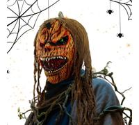 Couverture du visage tête : capuche cosplay hantée, casque mystérieux Jack-O-Lantern | Pièce tenue théâtrale horreur pour une tâche jeu mascarades costumes défilé trick-o-traitement