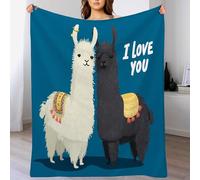 Couverture Écriture Alpaca - Douillette, Chaude, Moelleuse - en Flanelle Douce - Décoration de Style Dessin animé avec Impression numérique HD - Jolie Couverture pour canapé, lit - Bleu foncé