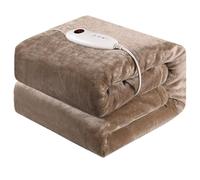 Couverture électrique 180x130 cm - Marron - 1 personne - Flanelle - 6 niveaux de chauffage - Lavable