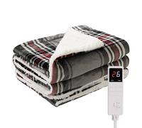Couverture Électrique avec Extinction Automatique 130x160cm 9 Niveaux de Température & Extinction Auto 9H Flanelle-Laine de Coton Idéale pour Canapé-Lit & Cadeau (Gris/Blanc/Rouge/Noir)