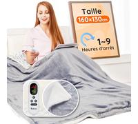 Couverture électrique chauffante, avec arrêt Automatique, 10 Niveaux de Chauffage Jusqu’à 9 Heures, Protection Contre la surchauffe, certifiée ETL, pour lit, en Flanelle, Chauffage Rapide