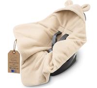 Couverture Emmaillotage Siège Auto Bébé Peluche Teddy 90x90 cm - Gigoteuse Hiver Chancelière Poussette Accessoire Nouveau Né Tout Petit Chaude Douce Crème