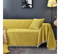 Couverture en chenille épaisse - Couverture complète - Protection complète contre les griffures de chat - Confortable - Décoration de salon - 180 x 200 cm - Jaune