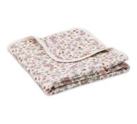 Couverture en coton ecru, rose, vert 75X100