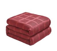 Couverture en Coton Extra Doux Couvre-lit Multi-usages Canapé Plaid Jeté de lit Couverture Foulard Couverture Plaid Doux et Léger, Design 3D en Nid d'abeille, Lavable, Quatre Saisons, Rouge/100*150cm