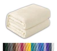 Couverture en Coton Extra Doux, Plaid 200 x 250 cm Flanelle Doux et Chaud, Lavable et Parfaite Plaid Canape, Polaire Plaid Couvre-Lit pour Le Lit, Le Canapé, Le Sofa, Lit et Salon, Couleur Crème