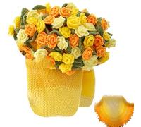 Couverture en crochet pour bouquet de fleurs finie faite à la main - Couverture florale pour anniversaire, fête des mères, Saint-Valentin (I-120 cm, 52 fleurs)