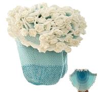 Couverture en crochet pour bouquet de fleurs finie faite à la main - Couverture florale pour anniversaire, fête des mères, Saint-Valentin (G-120 cm, 52 fleurs)