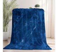 Couverture en Fausse Cachemire Fourrure en Peluche 150 X 200 Cm Style De Luxe Léger Marbre Abstrait Bleu Blanc Douce Et Confortable Plaid Canape pour Canapé Et Lit Chambre À Coucher Bureau