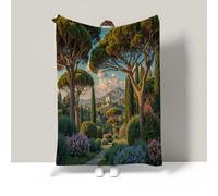 Couverture en fausse Cachemire fourrure en peluche pour canapé et lit,Plantes de luxe de la jungle pin cyprès Ambiance tropicale fraîche,super douce à poils longs,confortable et moelleuse,220x240cm
