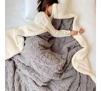 Couverture en fausse fourrure, Couverture décorative double face de luxe en polaire corail douce et moelleuse(Gray 1,180 * 200cm)