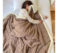 Couverture en fausse fourrure, Couverture décorative double face de luxe en polaire corail douce et moelleuse(Brown 1,150 * 200cm)