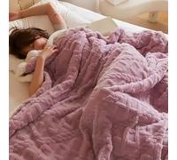 Couverture en fausse fourrure, Couverture décorative double face de luxe en polaire corail douce et moelleuse(Purple 2,150 * 200cm)