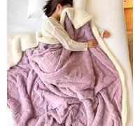 Couverture en fausse fourrure, Couverture décorative double face de luxe en polaire corail douce et moelleuse(Purple 1,70 * 100cm)