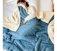 Couverture en fausse fourrure, Couverture décorative double face de luxe en polaire corail douce et moelleuse(Blue 2,70 * 100cm)