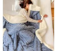 Couverture en fausse fourrure, Couverture décorative double face de luxe en polaire corail douce et moelleuse(Blue 1,150 * 200cm)